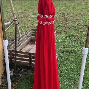 Red Halter Formal Dress B. Darlin Size 3/4